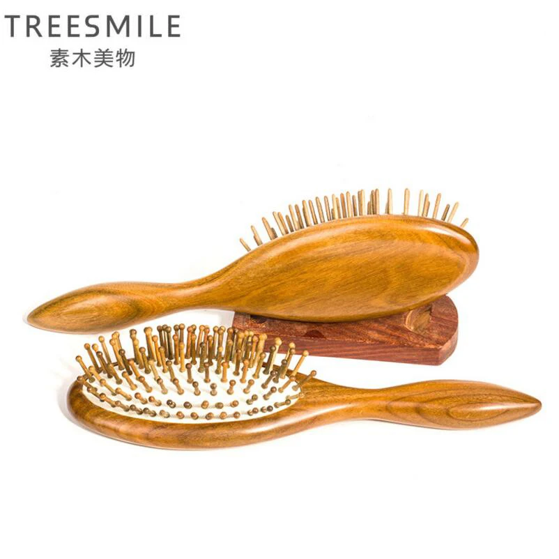 TREESMILE 1 шт. расческа из сандалового дерева ручная полировка зеленый цвет