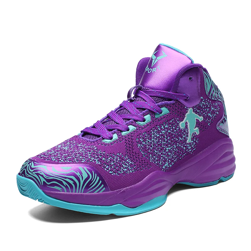 Hemmyi дышащая мужская баскетбольная обувь СУПЕРЗВЕЗДА спортивная обувь для спортзала Нескользящая Удобная уличная спортивная обувь баскетбольные кроссовки - Цвет: Фиолетовый