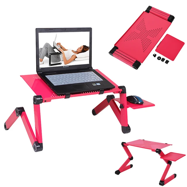 Us 14 37 25 Off Portable Laptop Desk Stand For Bed Sofa Adjule Up Computer Deskes With Mouse Pad Aluminum Notebook Table In