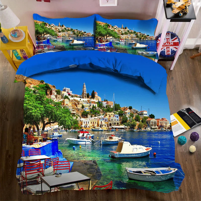 

Water yacht 3d effect photo bed linen can be customized photo pattern