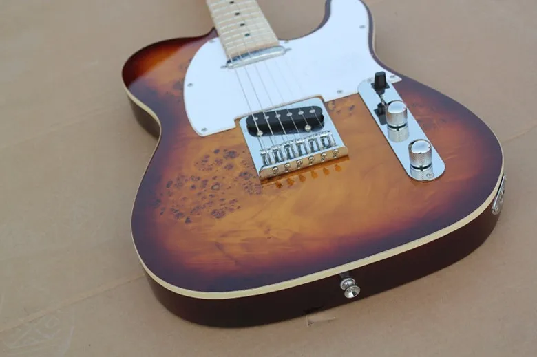 Hot Sale Factory Custom Shop Sunburst Maple Fingerboard Basswood Body Electric Guitar Chrome Hardware