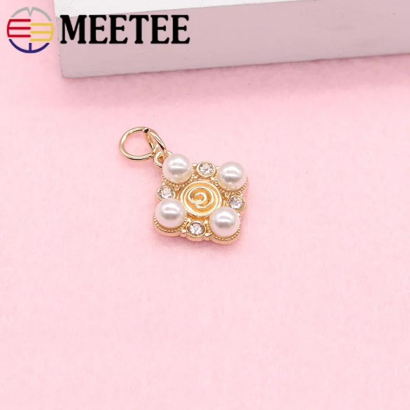 5Pcs Fashion Pearl Metal Zipper Pullers For Head Detachable Pulls Tab Slider Decor Pendant DIY Accessories | Дом и сад