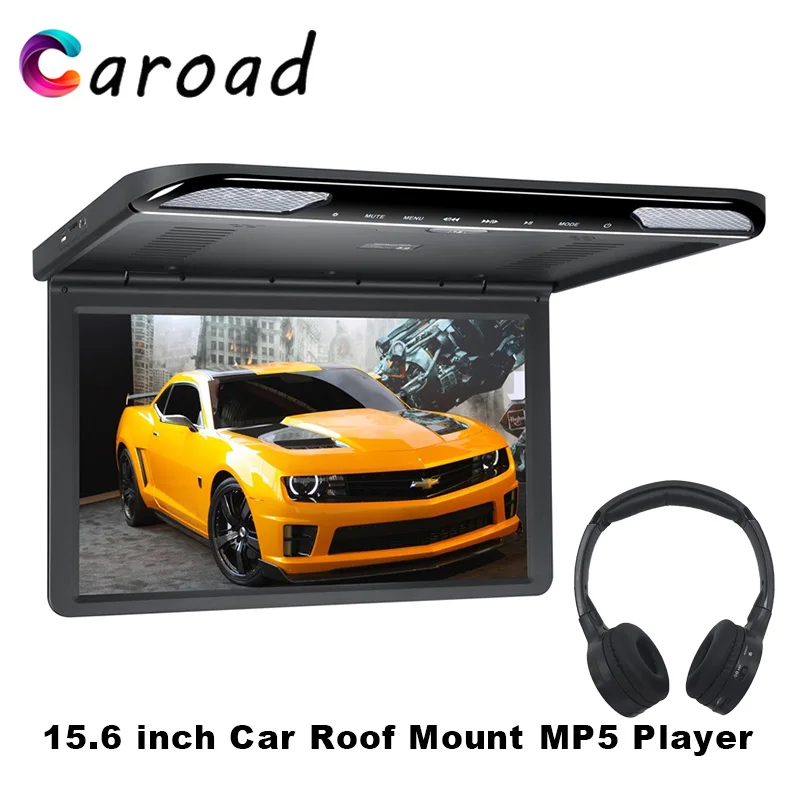 Caroad автомобильный тв ультра тонкий 15,6 дюймов HD 1080P MP5 плеер с HDMI USB SD IR/FM динамик с передатчиком откидной монитор с креплением на крышу