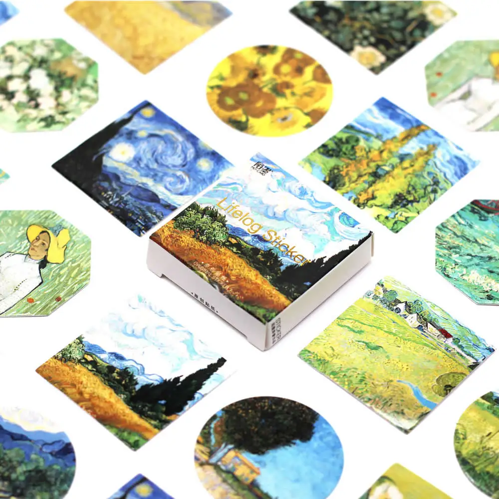 45-Pcs-Pack-Kawaii-Cute-Van-Gogh-Oil-Painting-Pattern-Decoracion-Journal-Stickers-Scrapbooking-Stationery-Student (3)