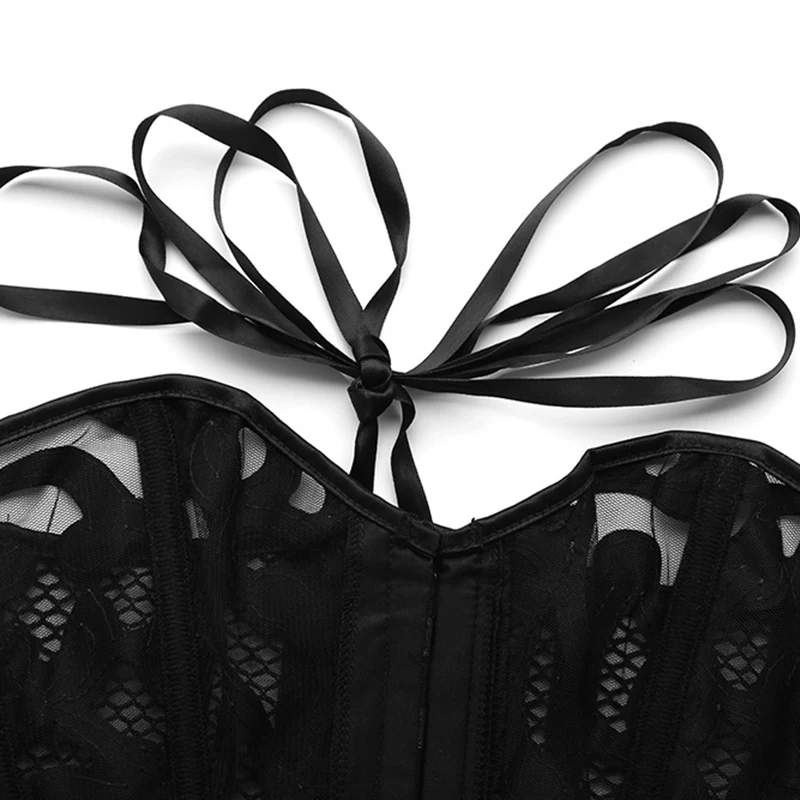 Women Fetish Mesh Hollow Out See Through Corset Sexy Gothic Clothing Boned Korse Slimming Waist Cicher Plus Size 4XL 5XL 6XL (16)