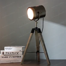 Винтаж из дерева ручной работы держатель Алюминий металлический абажур светодиодный настольные лампы современный проектор стол светильники Гостиная Спальня