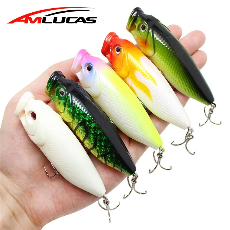 Amlucas приманка для рыбной ловли Topwater 8 см 14 г Поппер приманки жесткая кренкбейт