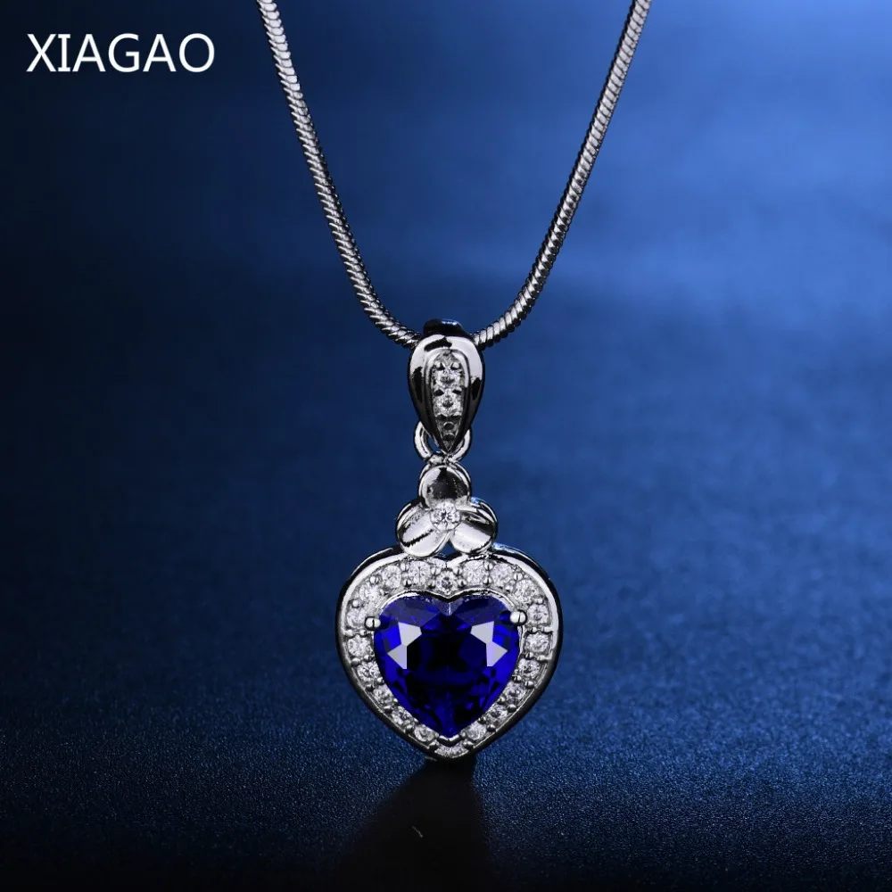 

XIAGAO Vintage Heart Lover Necklace Pendants for Women with Stone Nobel Austrian Crystal 14 Colors Jewelry Bijoux Femme XGP007