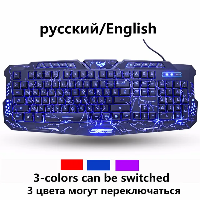 Special Price ZUOYA Russian English Gaming Keyboard Colorful Breathing Backlit Crack 3-Color USB Wired  Waterproof Game Keyboard For Laptop PC