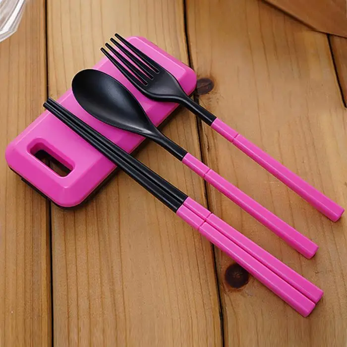 Foldable Pocket Tableware Set Cutlery Fork Chopsticks Kid Bento Lunch Box Outdoor Camping Picnic Dinnerware acampamento походный набор