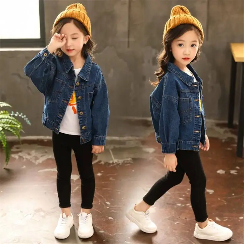 

2019 Fashion Spring Autumn Children Girls Denim Jackets Coats Kids Girl Casual Cotton Jeans Clothes Teenage Ruffle Outwear W129