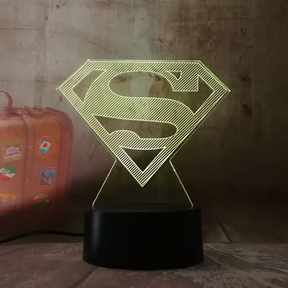 Крутой DC Лига Справедливости Супермен Бэтмен чудо женщина флэш Герой 3D СВЕТОДИОДНЫЙ Ночник светильник декор комнаты рождественский подарок детская игрушка