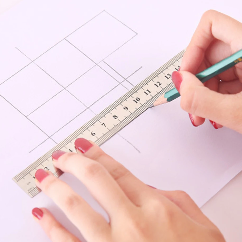 

15cm/30cm Double Sides Scales Stainless Steel Ruler Students Office Stationery School Supplies