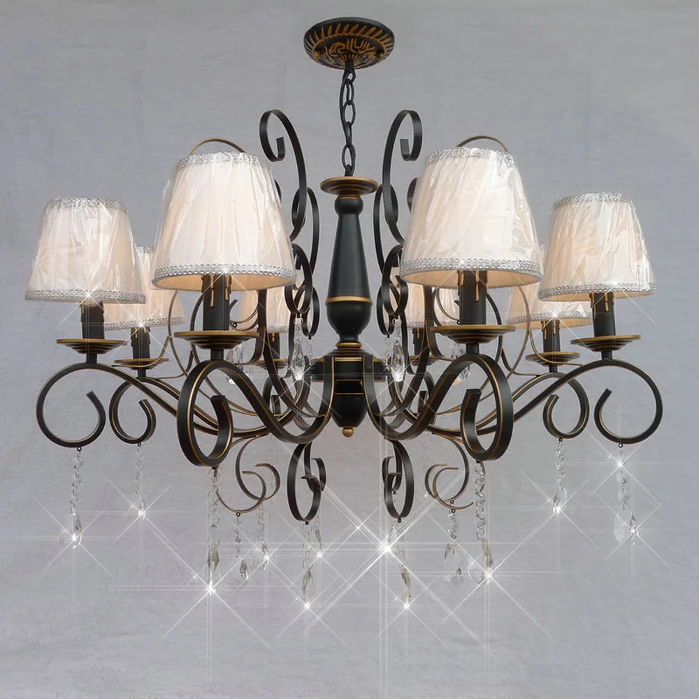 110V/220v Country Style Modern Crystal Chandelier with Shade E14