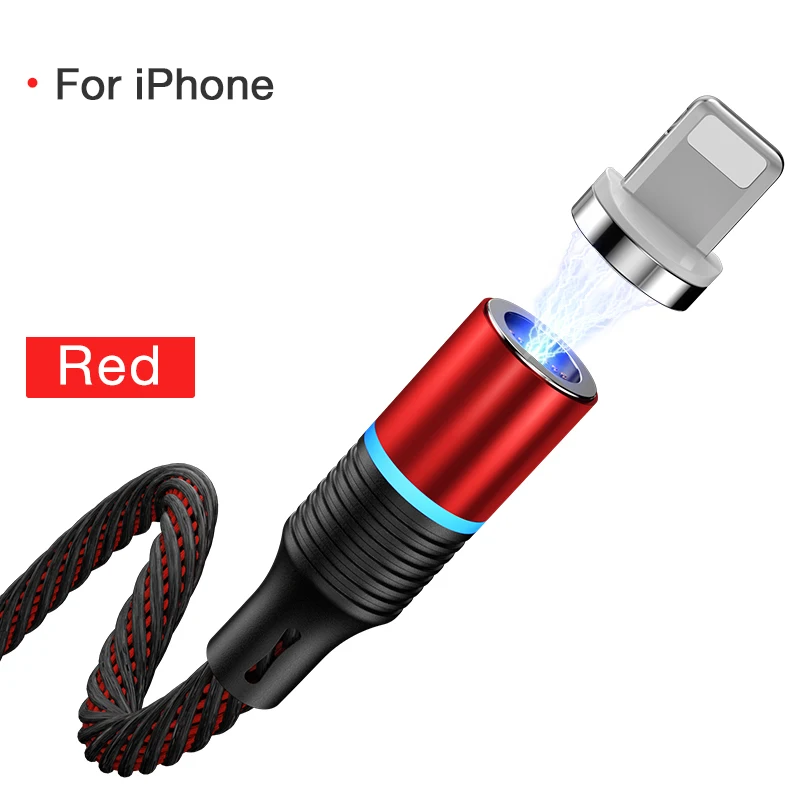 Red for iPhone Cafele Магнитный зарядный кабель micro usb type c кабель для быстрой зарядки iPhone 3A провод usb c телефонный кабель Поддержка синхронизации данных - Цвет: Red for iPhone