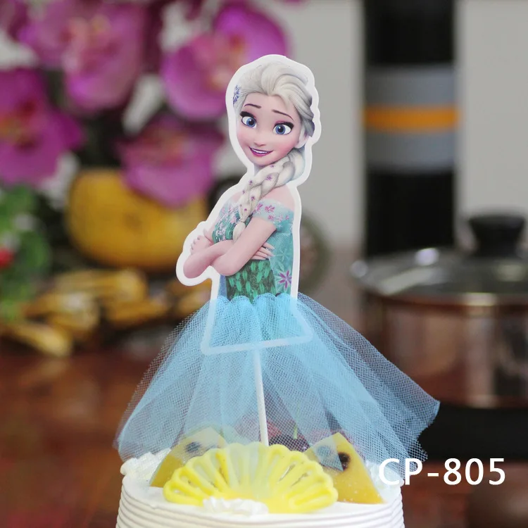 Принцесса день рождения торт Топпер Кекс Украшение детский душ дети день рождения торт Топпер ребенок день рождения мультфильм - Цвет: princess X 1