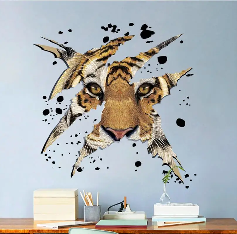 

Tiger vinyl DIY Home Decor bedroom adesivo de parede poster Art Decals 3D decoration Wallpaper for Kids Rooms Wall Stickers
