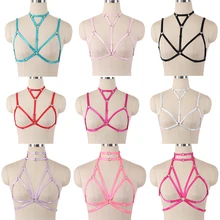 JLX. Жгут женский панк готический Белый/черная обвязка для тела ремень регулируемые ремешки Топы клетка бюстгальтер сексуальное нижнее белье для бондажа клетка для тела