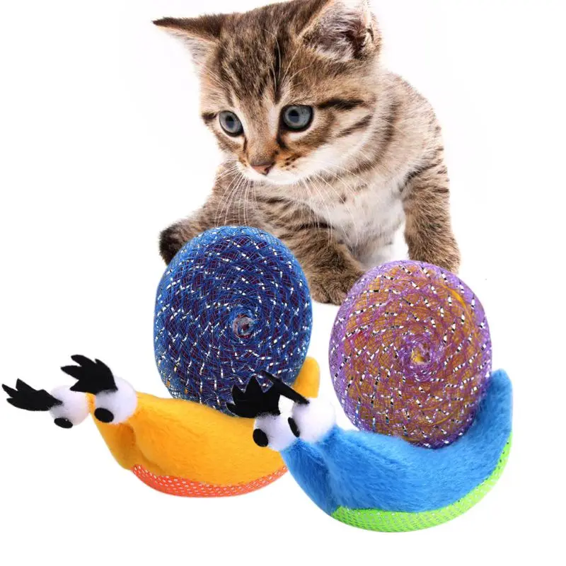Snail Shape Pet Cat Interactive Scratch Chewing Toys Plush Grinding