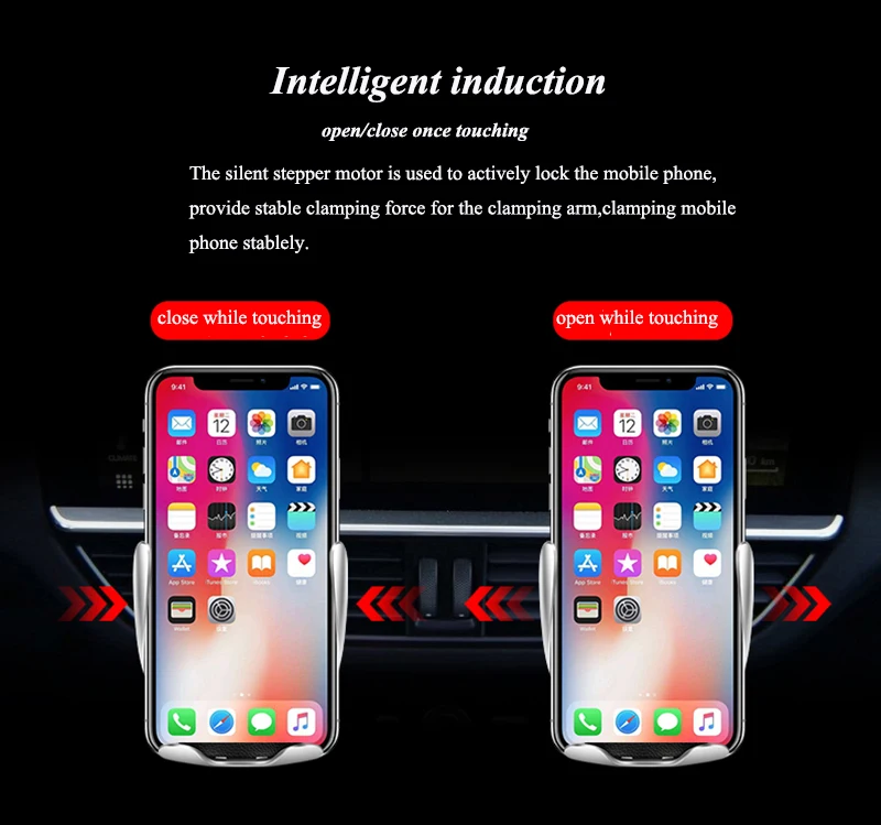 04Car Wireless Charger Smart Auto Clamp Charge Mount Air Vent Phone Holder