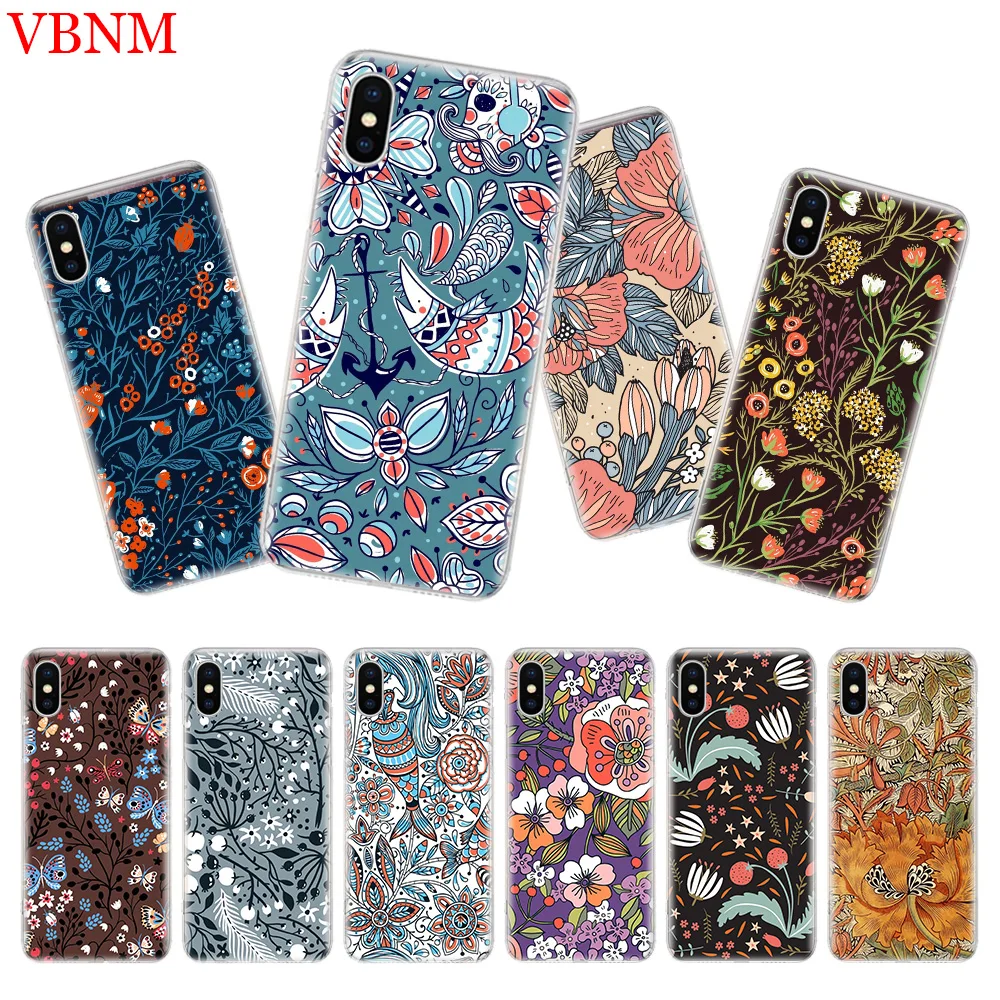 Роскошный силиконовый чехол с цветами для iPhone 7 8 6 S Plus X 10 Ten XS MAX XR 5 5S SE