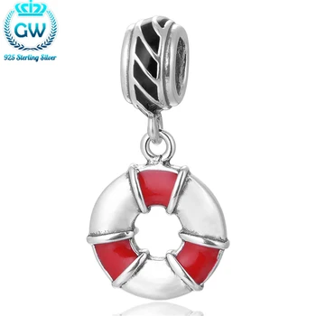 

Sterling-Silver-Jewelry Red Enamel Round Charms Pendant Bracelet Necklace Stylish Style 2016 New Beads & Jewelry Making S429