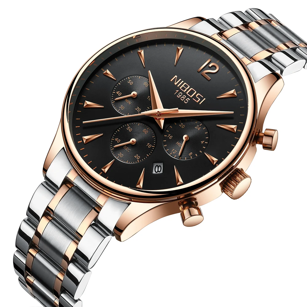 

NIBOSI Watch Men Waterproof Chronograph Date Calendar Quartz Wrist Watches Business Casual Watch For Man Clock