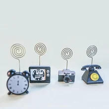 2 шт Деревянные Часы камера телефон тв формы Зажимы для бумаг Держатель для фото Канцтовары украшение офисного стола