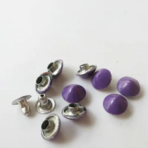 

100pcs 7mm shiny copper pointed cone nails cone shape stud purple