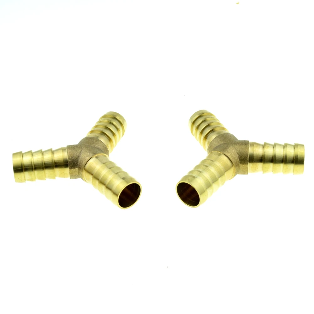 1//4/" HOSE BARB 3 WAY Y Shape Brass Pipe Fitting Thread Gas Fuel Water Air 6mm