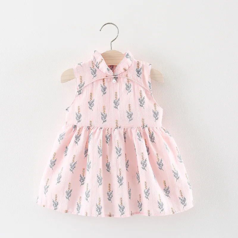 Summer Infants Kids Baby Girls Printed Cheongsam Chinese Style Sleeveless Party Princess Tutu Pleated Dress Vestidos MT1596 | Детская