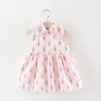 

Summer Infants Kids Baby Girls Printed Cheongsam Chinese Style Sleeveless Party Princess Tutu Pleated Dress Vestidos MT1596