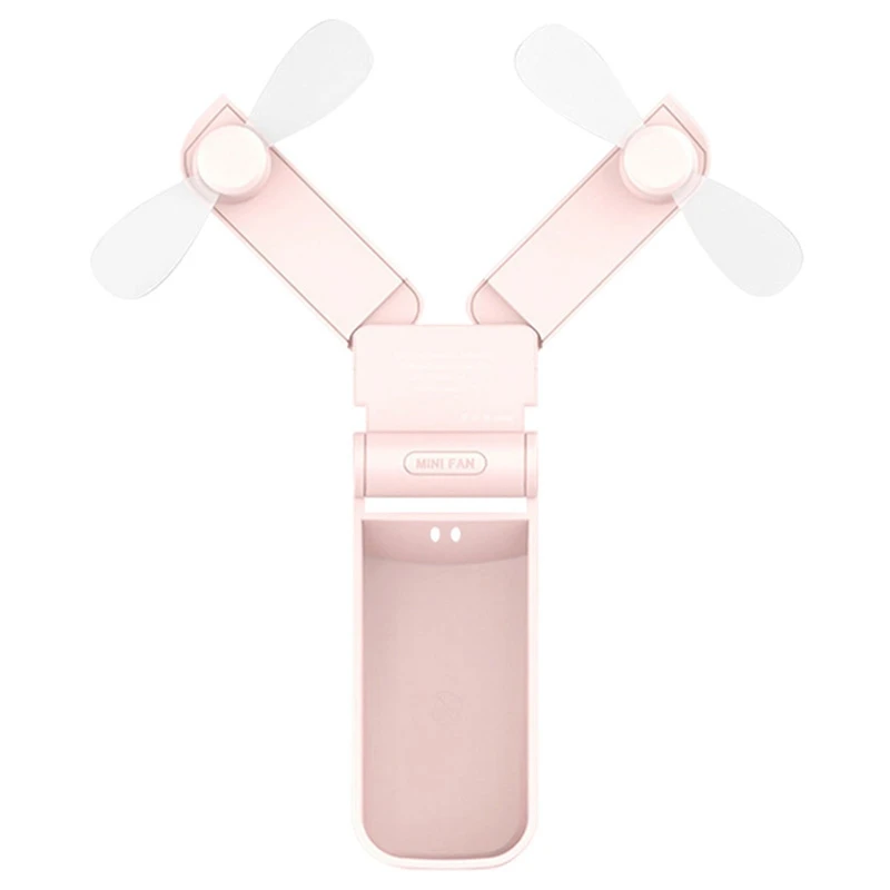 Pink Мини Портативный двойной складной вентилятор Usb карманный складной Вентилятор 2 режима использования маленький Электрический ручной вентилятор бытовая техника - Цвет: Pink