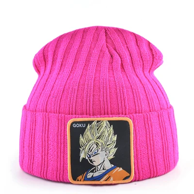 Модные dragon ball вязанные шапочки Skullies вязаные шапочки зимние, шапки для мужчин крутые Гоку beanie cap женские осенние повседневные Шапки chapeau femme - Цвет: PINK