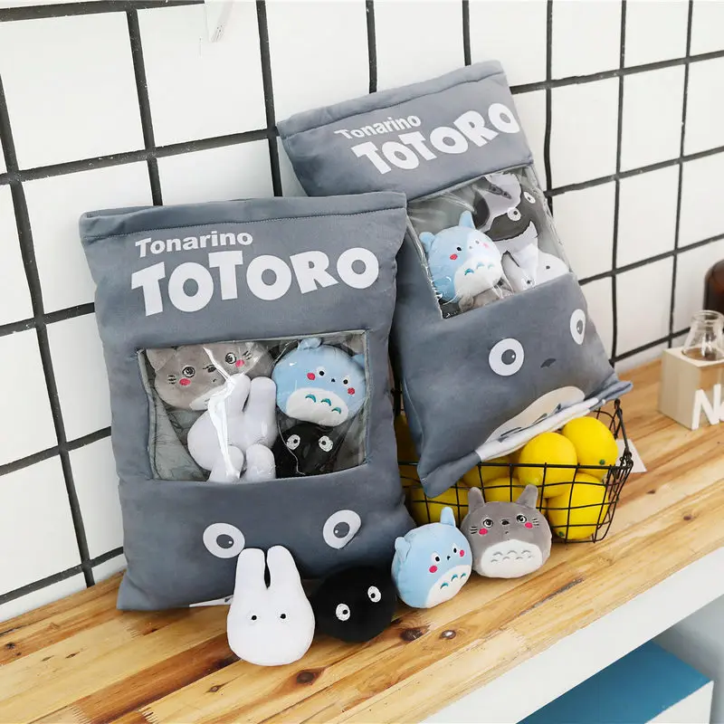 Тоторо мягкая подушка с 4 шт. Мини Размер Тоторо семья аниме куклы внутри пуш-ап Подушка креативный подарок для маленьких девочек и