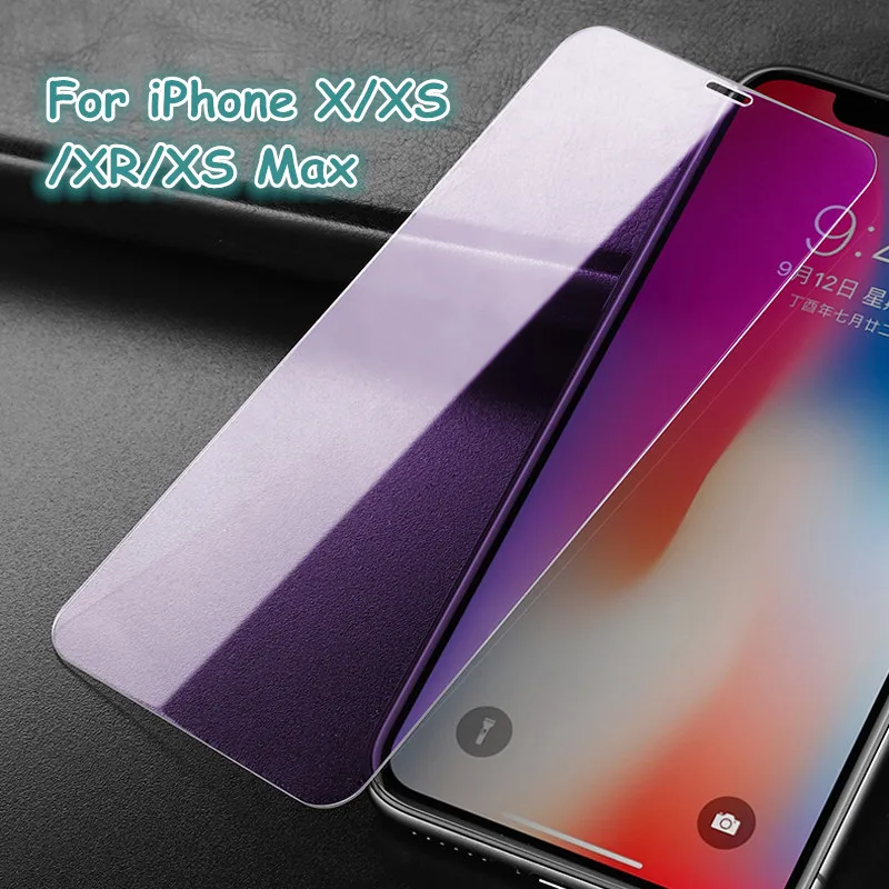 Защитная пленка 9H из закаленного стекла с защитой от Blu-Ray для iPhone 11 Pro X XR XS Max, Пурпурное стекло, защитная пленка