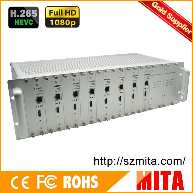 

H.265 MPEG-4 AVC 8 Channels hdmi to dvb-c encoder modulator to VLC Media Server Xtream Codes