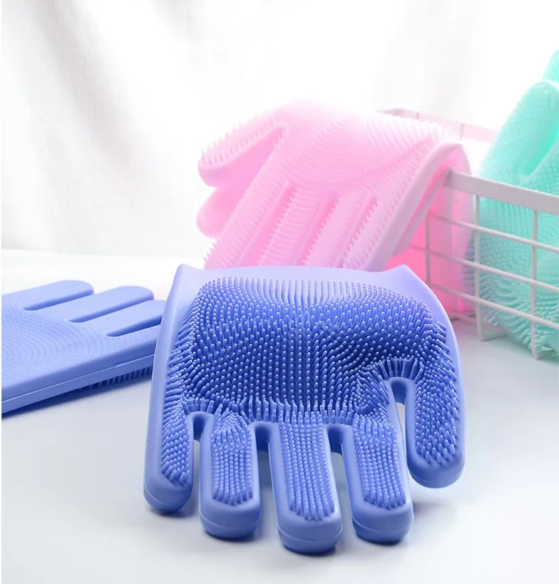 1 пара волшебных силиконовых перчаток для мытья посуды кухонные аксессуары перчатки для мытья посуды бытовые инструменты для чистки автомобиля щетка для домашних животных