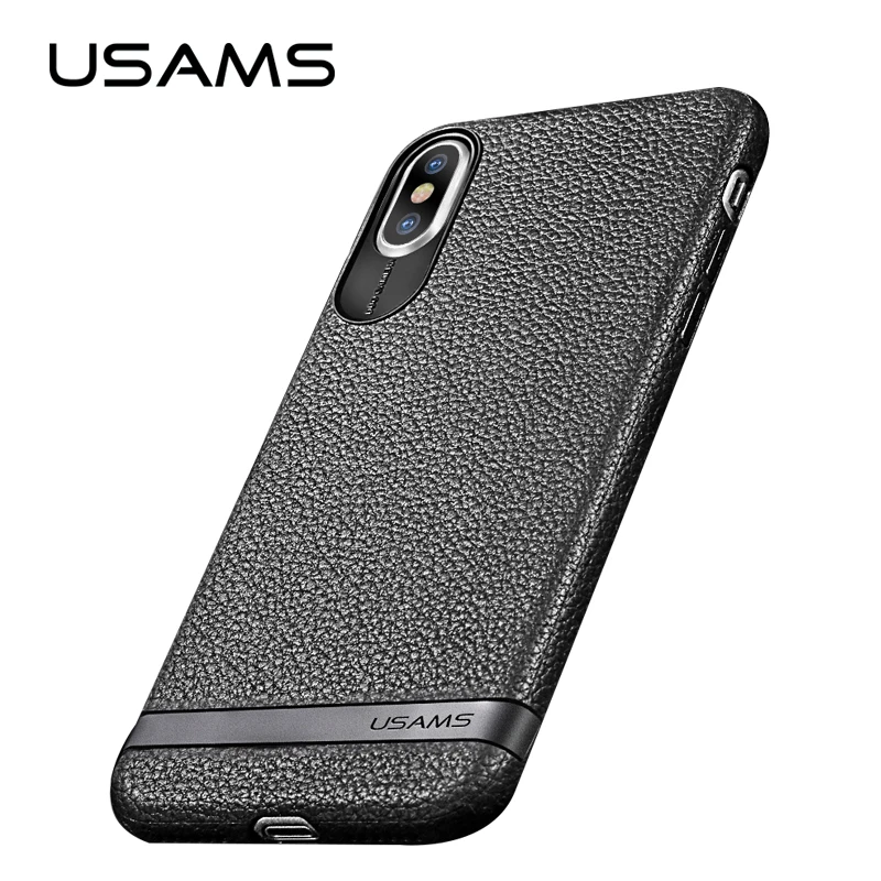 

USAMS TPU case for iPhone X with Litchi texture phone case for iPhoneX case protector shell matte texture cover