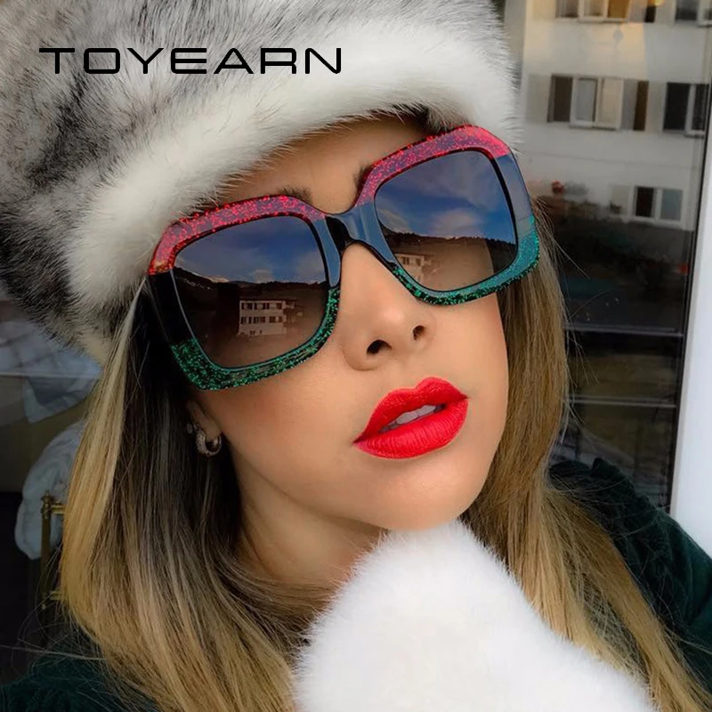 Солнцезащитные очки TOYEARN винтажные квадратные большие красные зеленые UV400|sun glasses