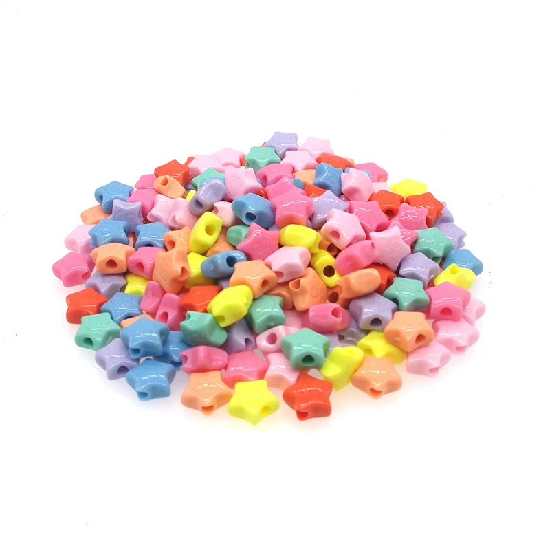 

SHINE 100pcs/lot 11mm Big Hole Star Shape Smiling Acrylic Beads Scrapbook Sewing Buttons DIY Material Findings BD0014