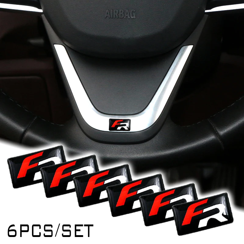 

6pcs Car styling small Decorative Badge Hub caps Steering wheel for Seat Leon 2 FR Car Emblem Sticker Auto Accessories