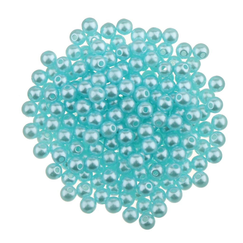 400Pcs Gorgeous Plastic Pearl Beads for Bride Wedding DIY Jewelry Making 4mm Blue / Beige