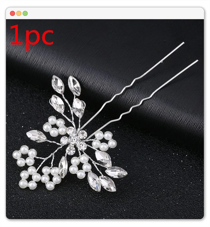 

1Pc Crystal Rhinestone Pearl Hair Comb Women Bridal Handmade Simulated Pearl Leaf Hair Clip Wedding Hairpin Hair Style Tool