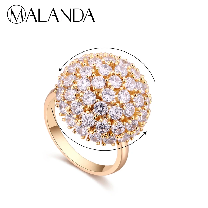 

MALANDA Creative Rotate Mushroom Rings For Women Fashion Clear Zircon Rings Exaggerate Female Wedding Party Rings Jewelry Gift