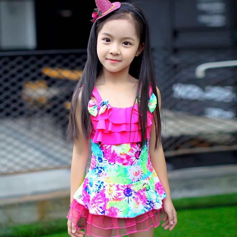 Buy kids swimsuits girls one piece swimwear 2017 New