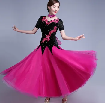 

2018 Standard Ballroom Dance Dress Women Lady Short Sleeve Modal Modern Dance Clothing Customized Flamenco Dance Costumes DN1228