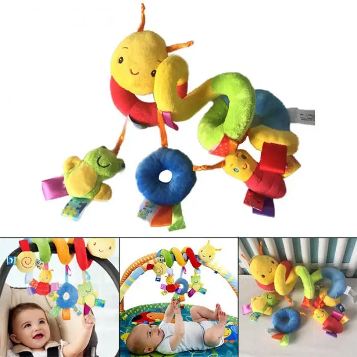 Baby Mobile Crib Music Toy Kid Crib Cot Pram Ringing Bed Bells Spiral Rattles Toys AN88