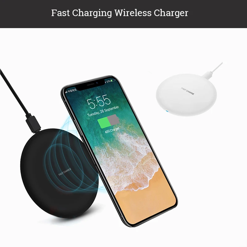 Беспроводное зарядное устройство VITOG N5 для iPhone 8 10 X Samsung S7 S8 5 В/1 А универсальный