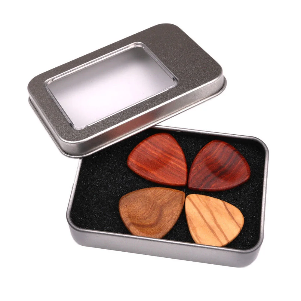 

1 Set Wooden Plectrums Picks with Storage Case Accessories for Guitar Bass Banjo &T8